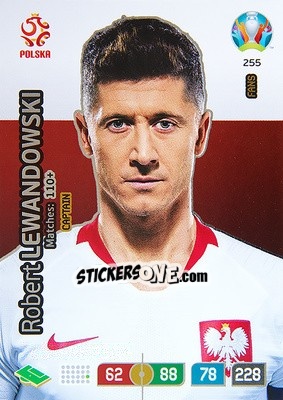 Sticker Robert Lewandowski - UEFA Euro 2020 Preview. Adrenalyn XL n. 255 - Panini