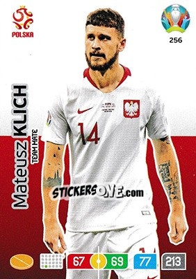 Sticker Mateusz Klich - UEFA Euro 2020 Preview. Adrenalyn XL n. 256 - Panini