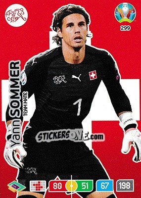 Sticker Yann Sommer - UEFA Euro 2020 Preview. Adrenalyn XL n. 299 - Panini