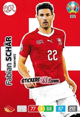 Sticker Fabian Schär - UEFA Euro 2020 Preview. Adrenalyn XL n. 302 - Panini