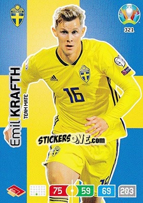 Sticker Emil Krafth - UEFA Euro 2020 Preview. Adrenalyn XL n. 321 - Panini