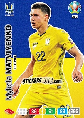 Sticker Mykola Matviyenko - UEFA Euro 2020 Preview. Adrenalyn XL - Panini