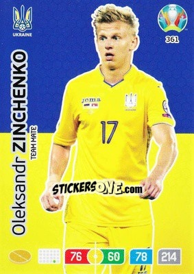 Sticker Oleksandr Zinchenko - UEFA Euro 2020 Preview. Adrenalyn XL n. 361 - Panini