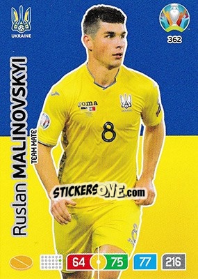 Sticker Ruslan Malinovskyi - UEFA Euro 2020 Preview. Adrenalyn XL - Panini
