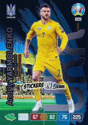 Sticker Andriy Yarmolenko - UEFA Euro 2020 Preview. Adrenalyn XL n. 366 - Panini