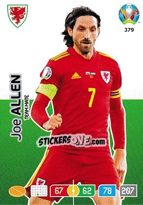 Sticker Joe Allen - UEFA Euro 2020 Preview. Adrenalyn XL - Panini