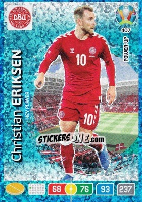 Sticker Christian Eriksen - UEFA Euro 2020 Preview. Adrenalyn XL n. 407 - Panini