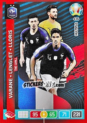 Sticker Raphaël Varane / Clément Lenglet / Hugo Lloris - UEFA Euro 2020 Preview. Adrenalyn XL n. 436 - Panini