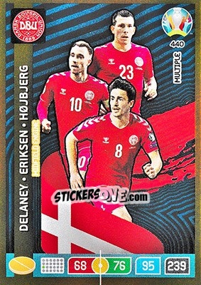 Sticker Thomas Delaney / Christian Eriksen / Pierre-Emile Højbjerg - UEFA Euro 2020 Preview. Adrenalyn XL - Panini
