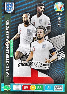 Sticker Harry Kane / Raheem Sterling / Marcus Rashford - UEFA Euro 2020 Preview. Adrenalyn XL n. 446 - Panini