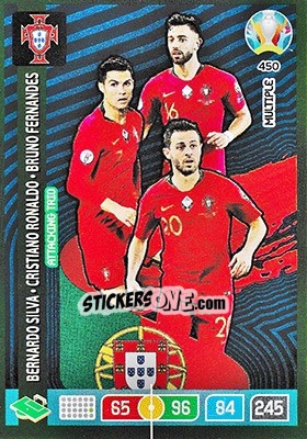 Sticker Bernardo Silva / Cristiano Ronaldo / Bruno Fernandes - UEFA Euro 2020 Preview. Adrenalyn XL n. 450 - Panini