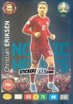 Sticker Christian Eriksen - UEFA Euro 2020 Preview. Adrenalyn XL n. 471 - Panini