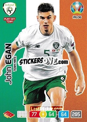 Cromo John Egan - UEFA Euro 2020 Preview. Adrenalyn XL - Panini