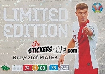 Sticker Krzysztof Piątek - UEFA Euro 2020 Preview. Adrenalyn XL - Panini