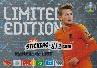 Sticker Matthijs de Ligt - UEFA Euro 2020 Preview. Adrenalyn XL n. LE-MDL - Panini