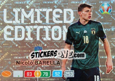 Sticker Nicolò Barella - UEFA Euro 2020 Preview. Adrenalyn XL - Panini