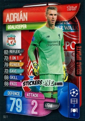 Sticker Adrián - UEFA Champions League 2019-2020. Match Attax Extra. UK Edition - Topps