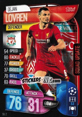 Sticker Dejan Lovren - UEFA Champions League 2019-2020. Match Attax Extra. UK Edition n. SU2 - Topps
