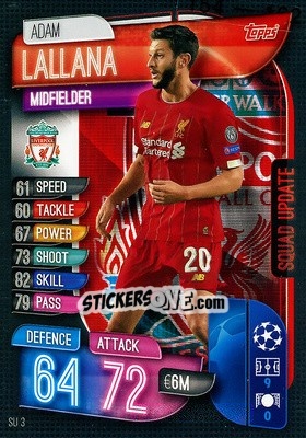 Figurina Adam Lallana - UEFA Champions League 2019-2020. Match Attax Extra. UK Edition - Topps