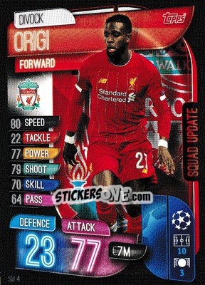 Sticker Divock Origi - UEFA Champions League 2019-2020. Match Attax Extra. UK Edition n. SU4 - Topps