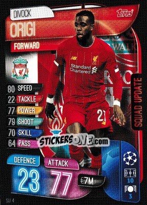 Figurina Divock Origi - UEFA Champions League 2019-2020. Match Attax Extra. UK Edition - Topps