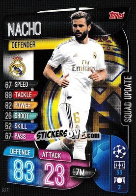 Sticker Nacho Fernández - UEFA Champions League 2019-2020. Match Attax Extra. UK Edition - Topps