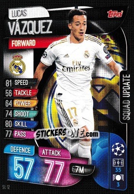 Sticker Lucas Vázquez - UEFA Champions League 2019-2020. Match Attax Extra. UK Edition n. SU12 - Topps