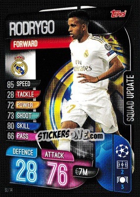 Sticker Rodrygo - UEFA Champions League 2019-2020. Match Attax Extra. UK Edition n. SU14 - Topps