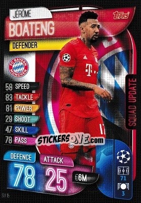 Sticker Jérôme Boateng - UEFA Champions League 2019-2020. Match Attax Extra. UK Edition n. SU15 - Topps