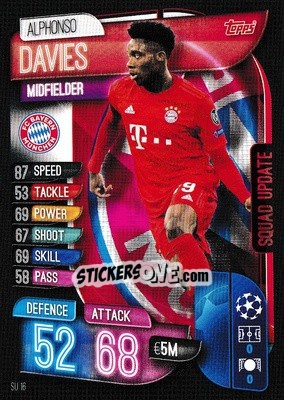 Sticker Alphonso Davies - UEFA Champions League 2019-2020. Match Attax Extra. UK Edition n. SU16 - Topps