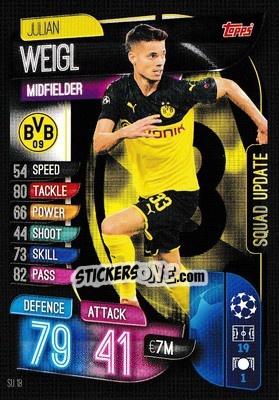 Sticker Julian Weigl - UEFA Champions League 2019-2020. Match Attax Extra. UK Edition n. SU18 - Topps