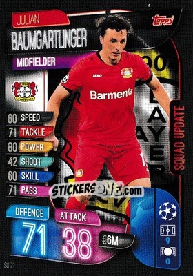 Figurina Julian Baumgartlinger - UEFA Champions League 2019-2020. Match Attax Extra. UK Edition - Topps