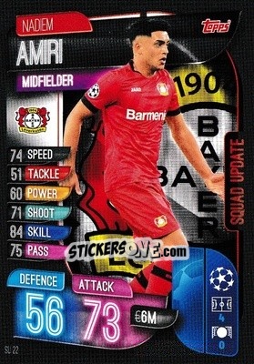Sticker Nadiem Amiri - UEFA Champions League 2019-2020. Match Attax Extra. UK Edition n. SU22 - Topps