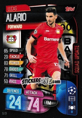 Sticker Lucas Alario - UEFA Champions League 2019-2020. Match Attax Extra. UK Edition n. SU23 - Topps
