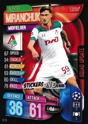 Sticker Aleksei Miranchuk - UEFA Champions League 2019-2020. Match Attax Extra. UK Edition - Topps