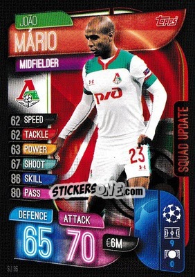 Sticker João Mário - UEFA Champions League 2019-2020. Match Attax Extra. UK Edition n. SU36 - Topps