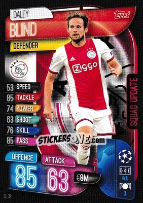 Sticker Daley Blind - UEFA Champions League 2019-2020. Match Attax Extra. UK Edition n. SU39 - Topps