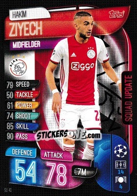 Sticker Hakim Ziyech - UEFA Champions League 2019-2020. Match Attax Extra. UK Edition n. SU40 - Topps