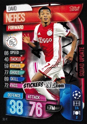 Sticker David Neres - UEFA Champions League 2019-2020. Match Attax Extra. UK Edition n. SU41 - Topps