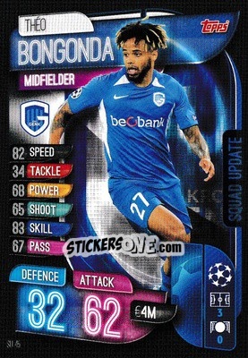 Sticker Théo Bongonda - UEFA Champions League 2019-2020. Match Attax Extra. UK Edition n. SU45 - Topps