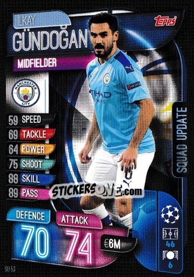 Sticker Ilkay Gündoğan - UEFA Champions League 2019-2020. Match Attax Extra. UK Edition n. SU53 - Topps