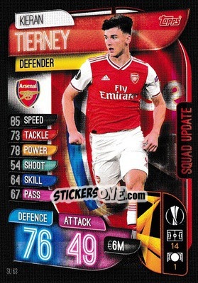Sticker Kieran Tierney - UEFA Champions League 2019-2020. Match Attax Extra. UK Edition n. SU63 - Topps