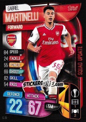 Sticker Gabriel Martinelli - UEFA Champions League 2019-2020. Match Attax Extra. UK Edition n. SU65 - Topps