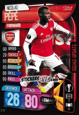 Sticker Nicolas Pépé - UEFA Champions League 2019-2020. Match Attax Extra. UK Edition n. SU66 - Topps