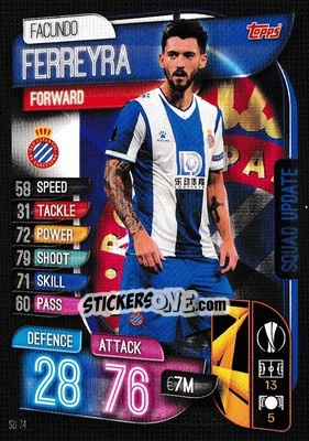 Sticker Facundo Ferreyra - UEFA Champions League 2019-2020. Match Attax Extra. UK Edition n. SU74 - Topps