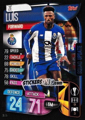 Sticker Zé Luís - UEFA Champions League 2019-2020. Match Attax Extra. UK Edition n. SU75 - Topps