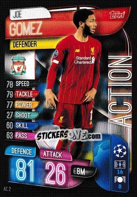 Figurina Joe Gomez - UEFA Champions League 2019-2020. Match Attax Extra. UK Edition - Topps