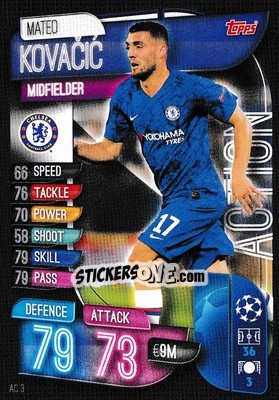 Sticker Mateo Kovacic - UEFA Champions League 2019-2020. Match Attax Extra. UK Edition n. AC3 - Topps