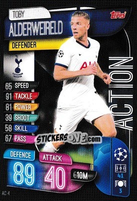 Sticker Toby Alderweireld - UEFA Champions League 2019-2020. Match Attax Extra. UK Edition n. AC4 - Topps