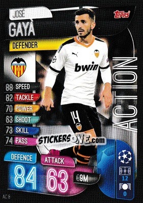 Sticker José Gaya - UEFA Champions League 2019-2020. Match Attax Extra. UK Edition n. AC8 - Topps